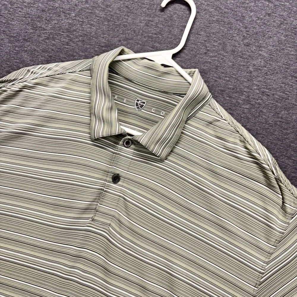 Nike Golf Polo Shirt Mens L Green Striped Fit Dry Performance Short Sleeve